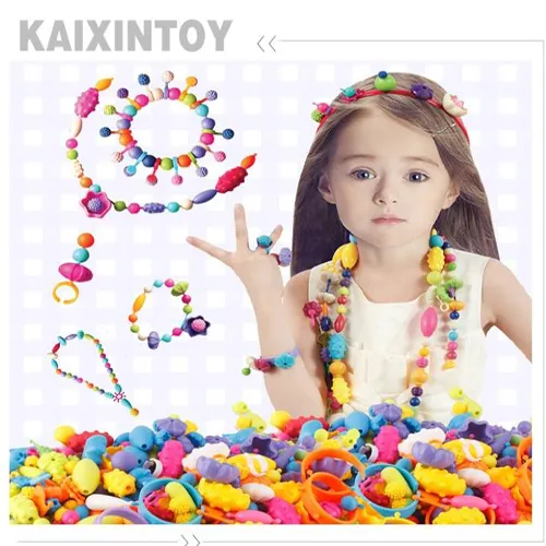 Las cuentas de plástico personalizadas de los juguetes de la joyería de las muchachas fijaron los artes divertidos de los niños de DIY