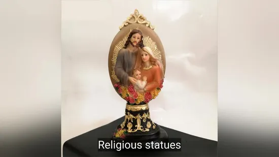 Estatua religiosa personalizada de fábrica OEM Artesanía religiosa de plástico Polyresin Decoración del hogar Artesanía María con niño y oveja Fabricante de artesanía de resina religiosa en China